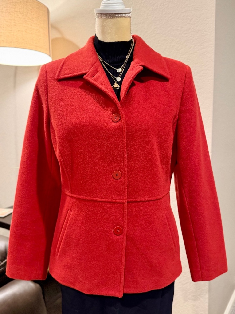 Chadwicks Women’s Wool Blend Peacoat Jacket Rust Orange Size 8